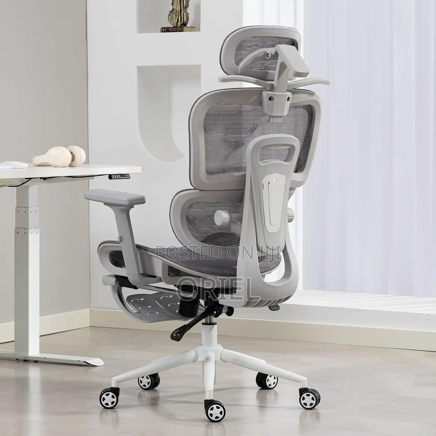 Office Chair : Executive Gray Office Leather Chair