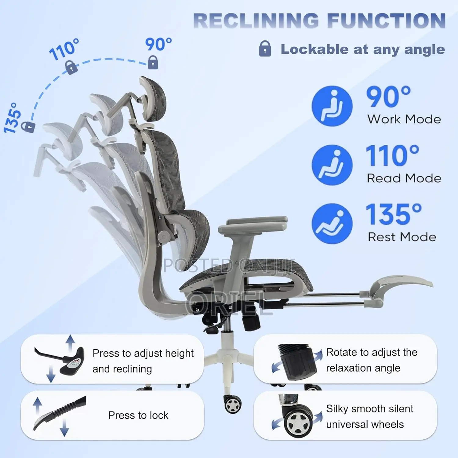 Office Chair : Executive Gray Office Leather Chair