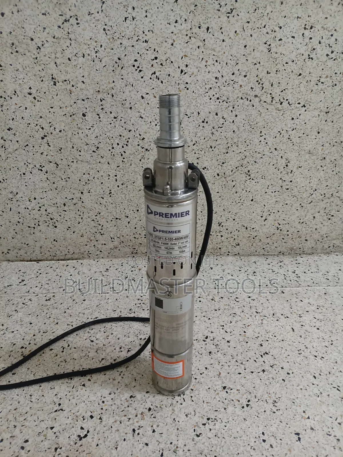 Premier STGF1.5-105-400W/48V Submersible Borehole Water Pump.