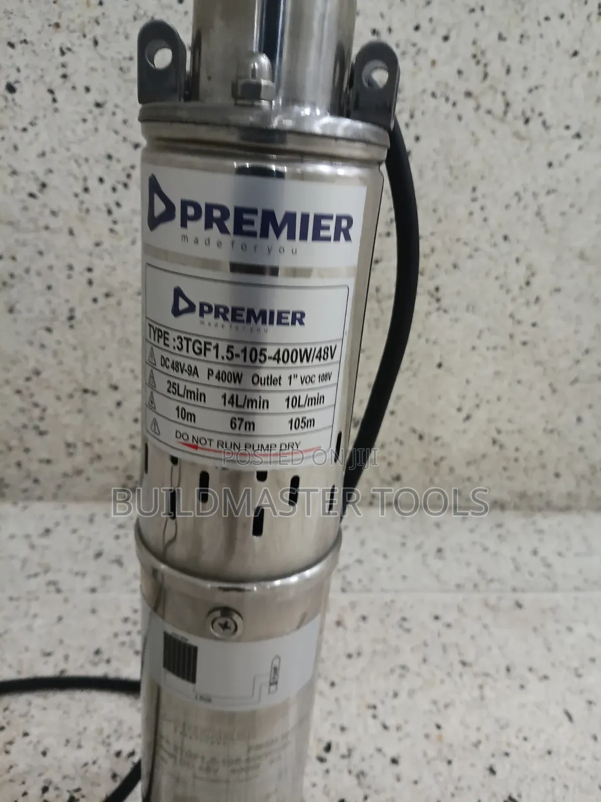 Premier STGF1.5-105-400W/48V Submersible Borehole Water Pump.