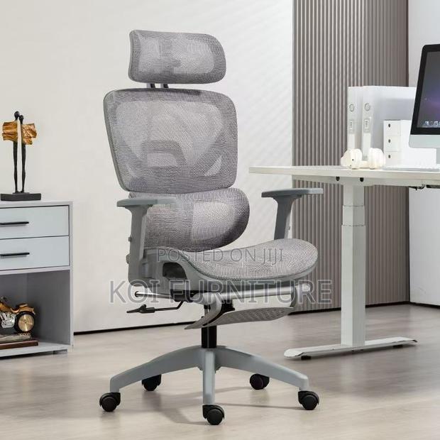 Office Chairs; White Orthopedic Executive Chair With Footrest