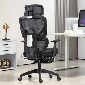 Office Chairs; White Orthopedic Executive Chair With Footrest
