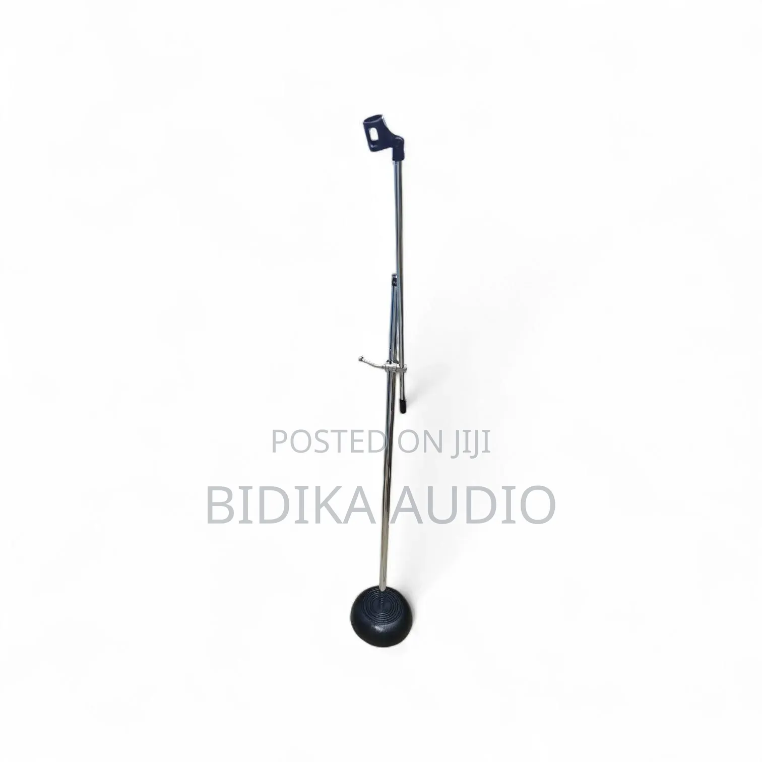 Chrome Straight Microphone Stand With Heavy Round Base
