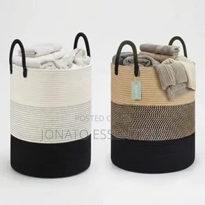 Large Woven Cotton Laundry Basket 58L Storage Organizer