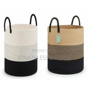 Large Woven Cotton Laundry Basket 58L Storage Organizer