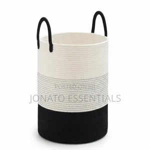 Large Woven Cotton Laundry Basket 58L Storage Organizer