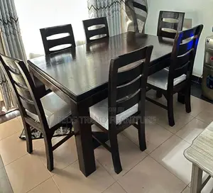 6-Seater Rectangular Dining Set – Wooden White Cushioned