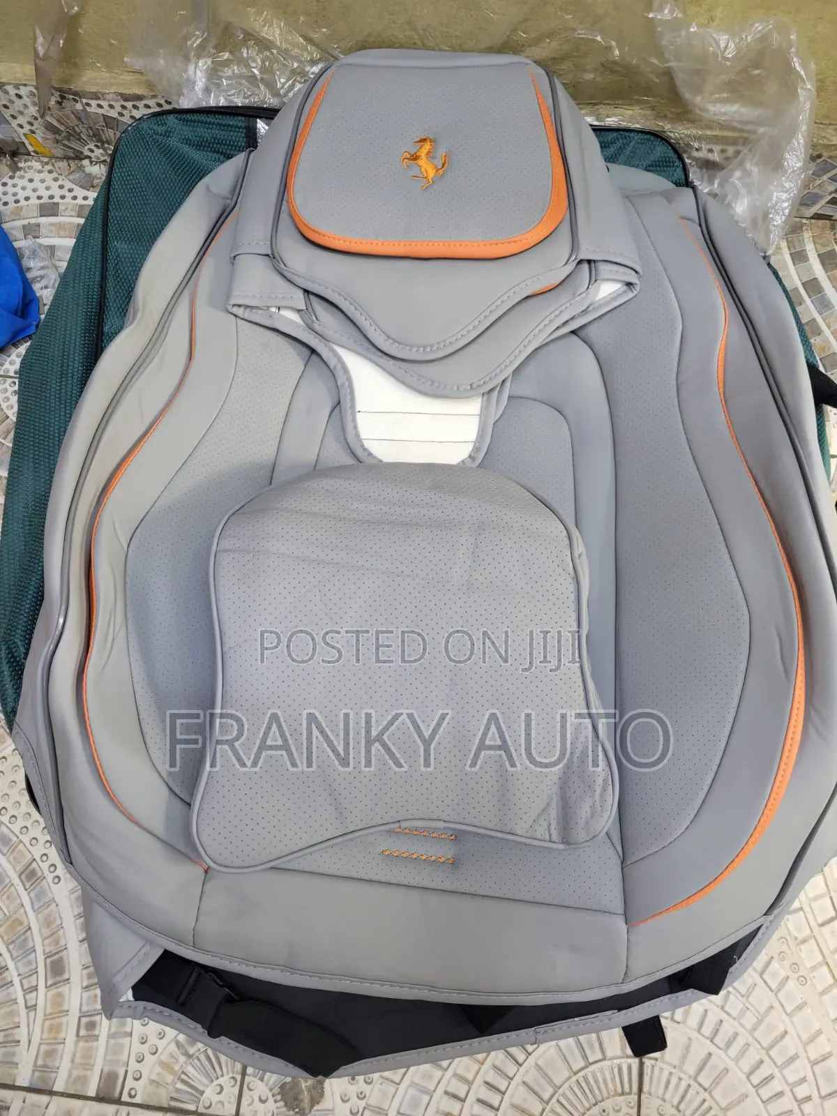 Pure Leather Seatcover Grey Orange
