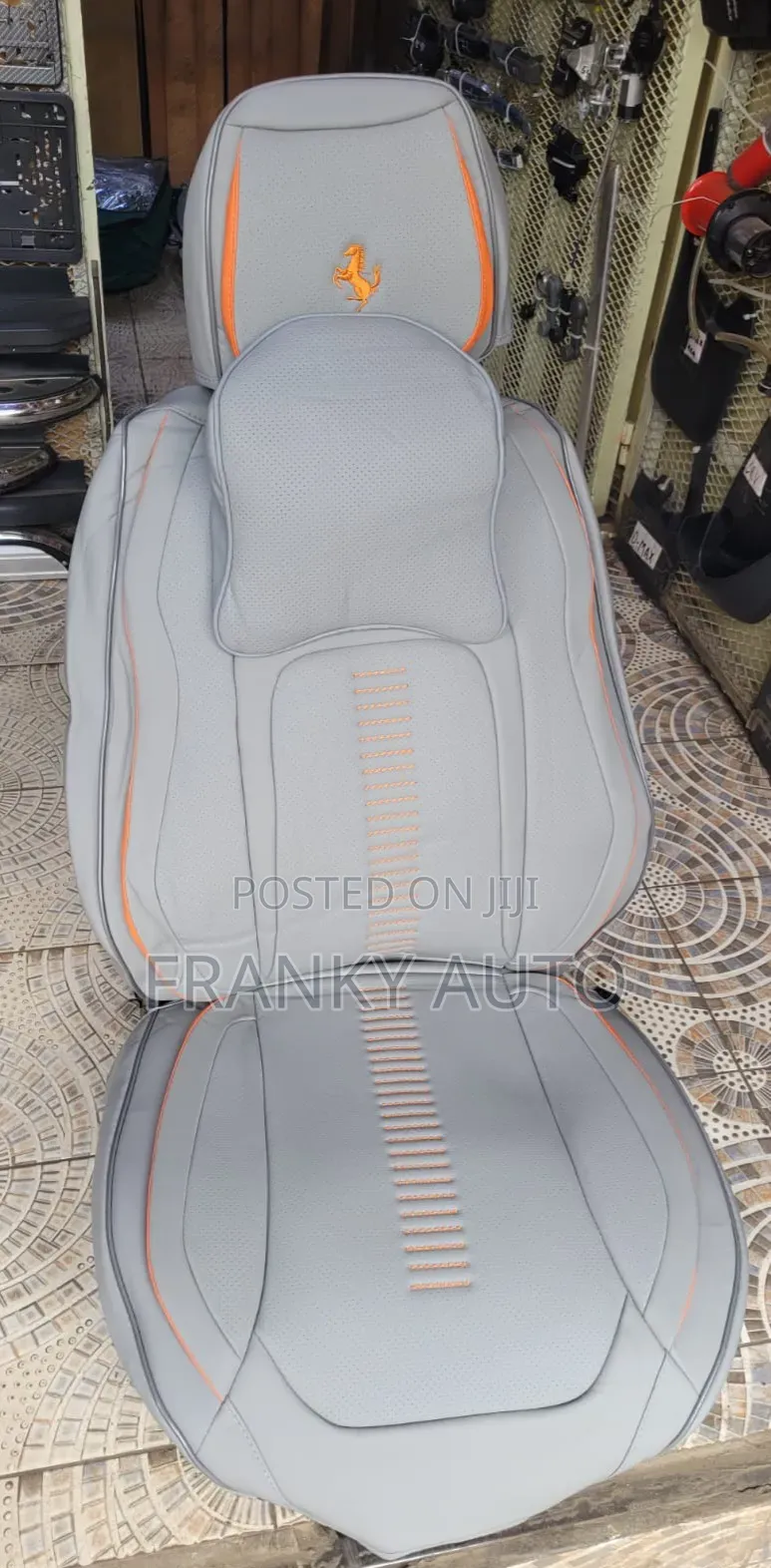 Pure Leather Seatcover Grey Orange