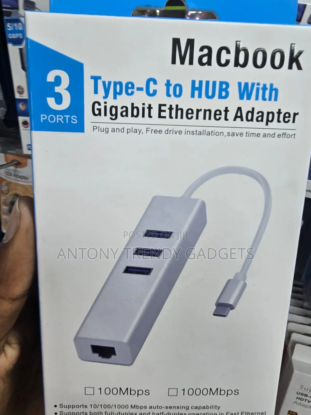 Type-C 4 in 1 Hub RJ45 Ethernet Adapter for MacBook Laptop