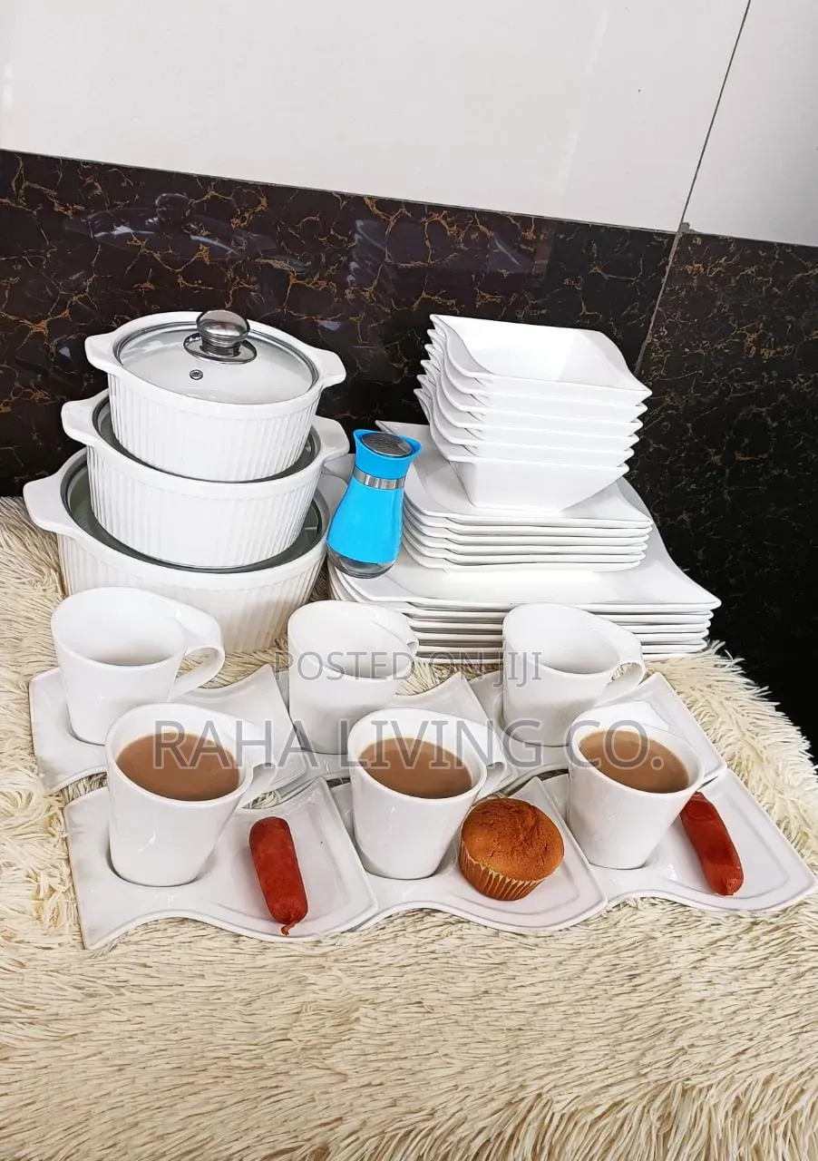 33pc Wavy Dinner Set | Plates Bowls Cups Saucers