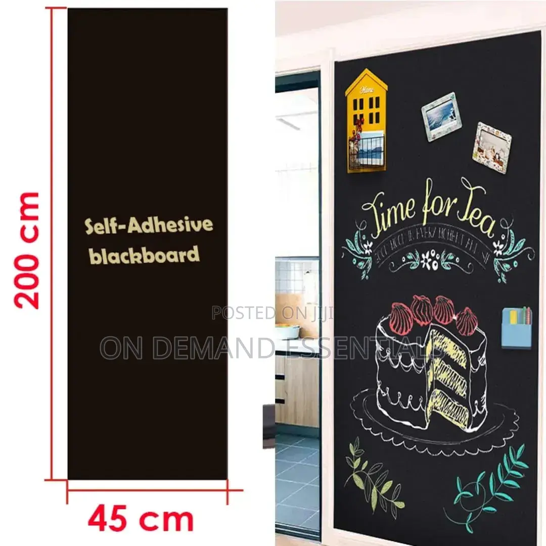 Black Self Adhesive Blackboard Sticker With 5pcs Chalks- 2m