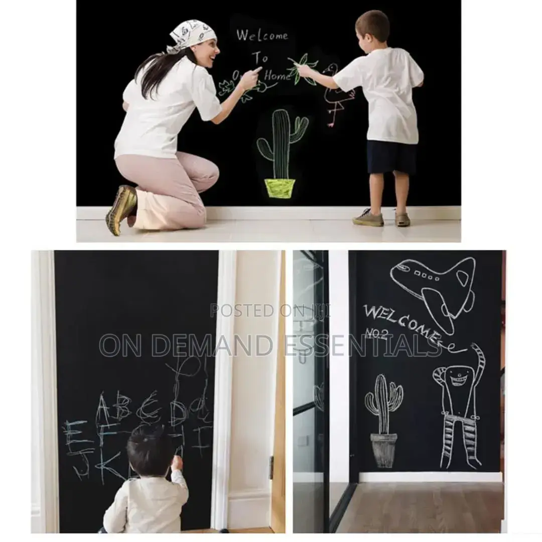 Black Self Adhesive Blackboard Sticker With 5pcs Chalks- 2m