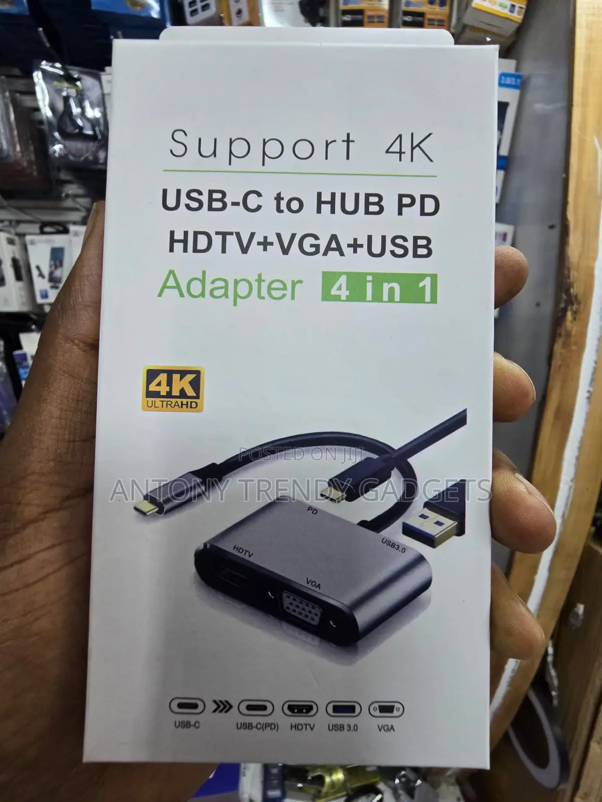 USB-C 4 in 1 Hub HDMI VGA USB 3.0 PD Adapter