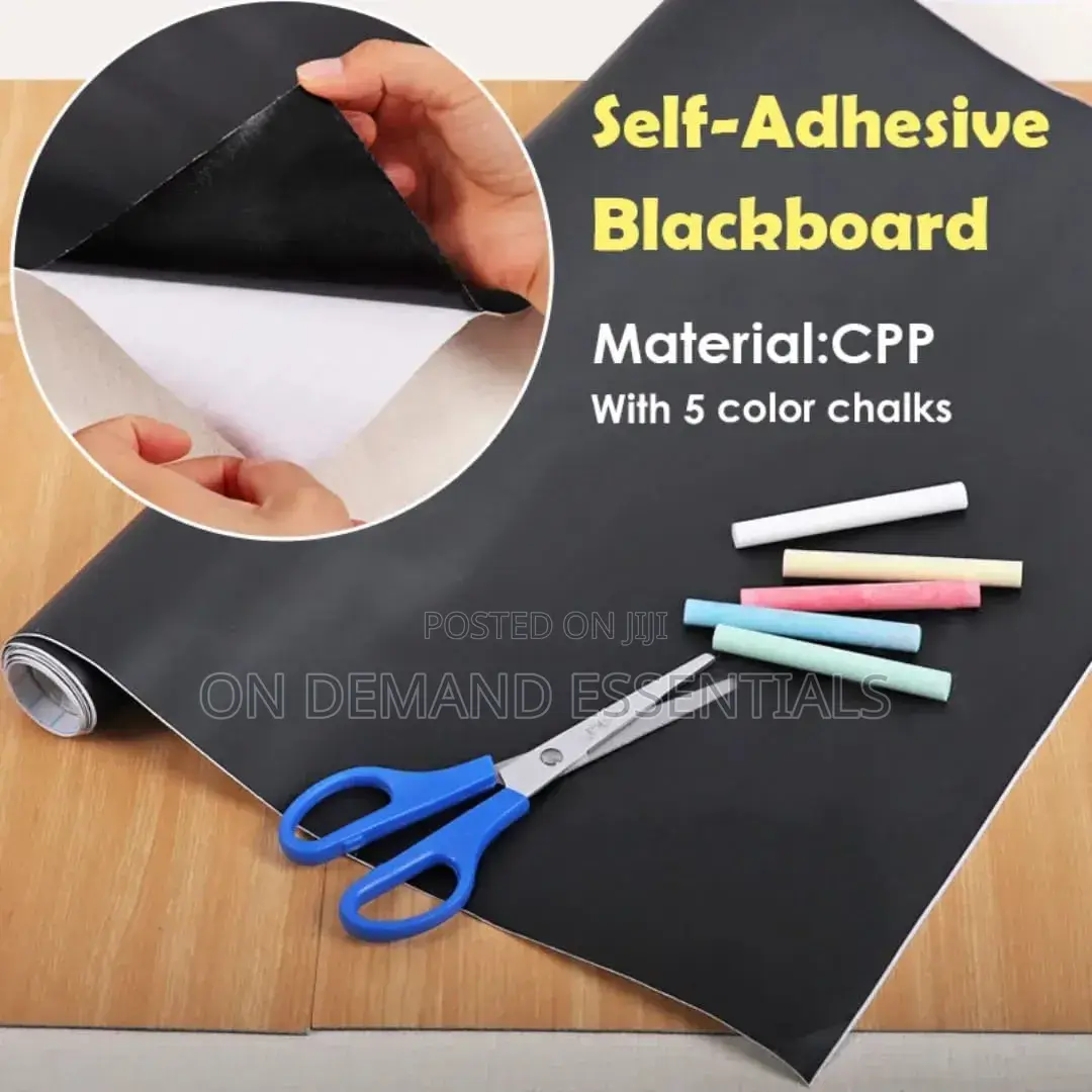 Black Self Adhesive Blackboard Sticker With 5pcs Chalks- 2m
