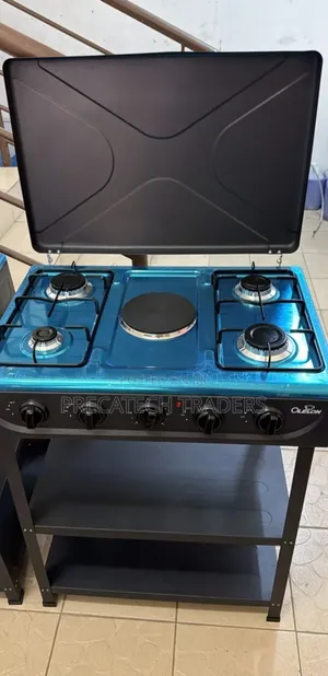 Olelon 4 Gas + 1 Electric Standing Cooker With Storage Rack