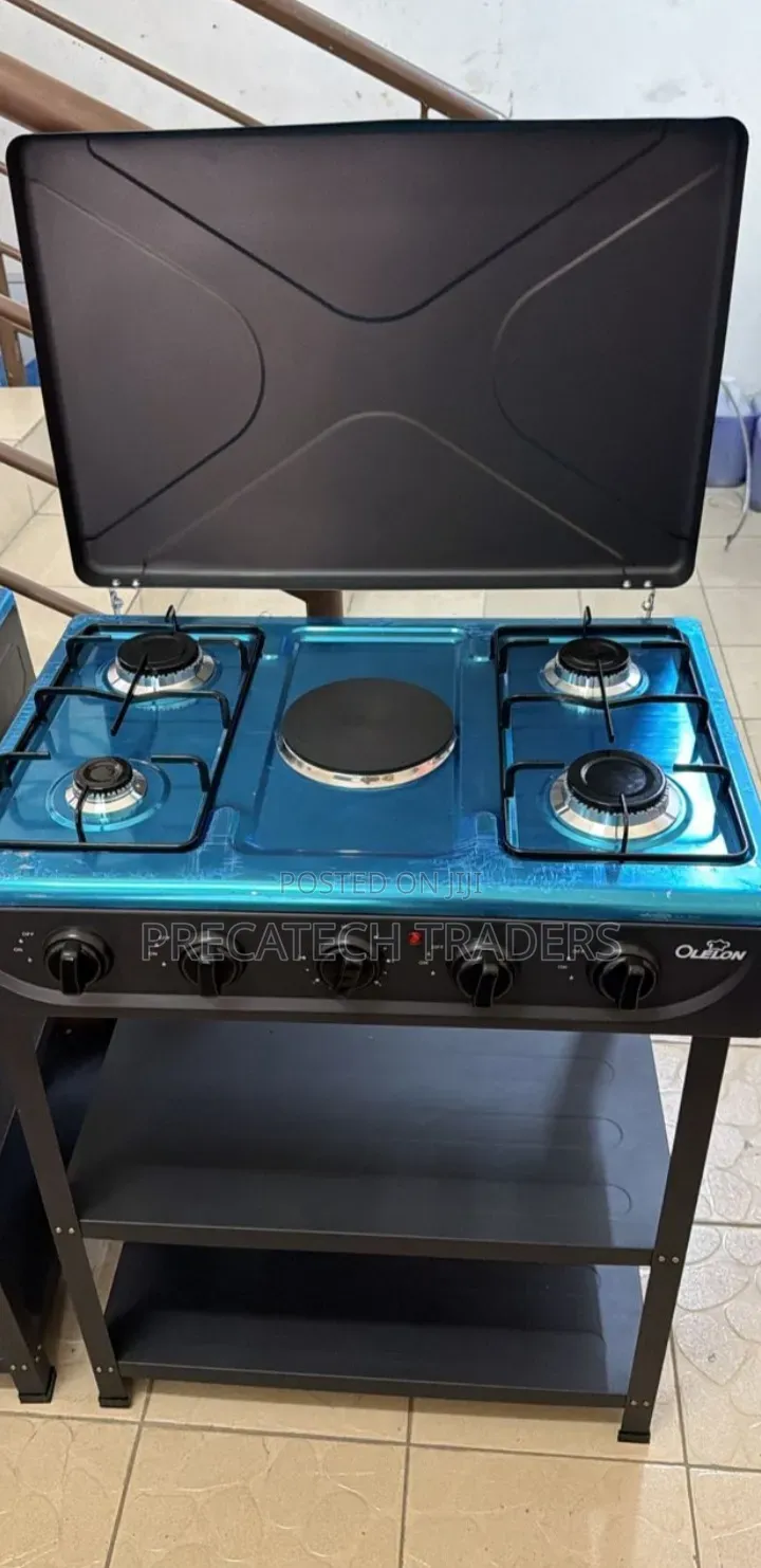 Olelon 4 Gas + 1 Electric Standing Cooker With Storage Rack