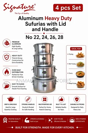 22/28 (4pcs) Aluminum Sufurias Set With Lids