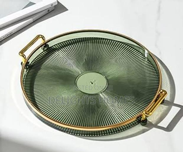 *Decorative Acrylic Tray With Golden Handle_pa