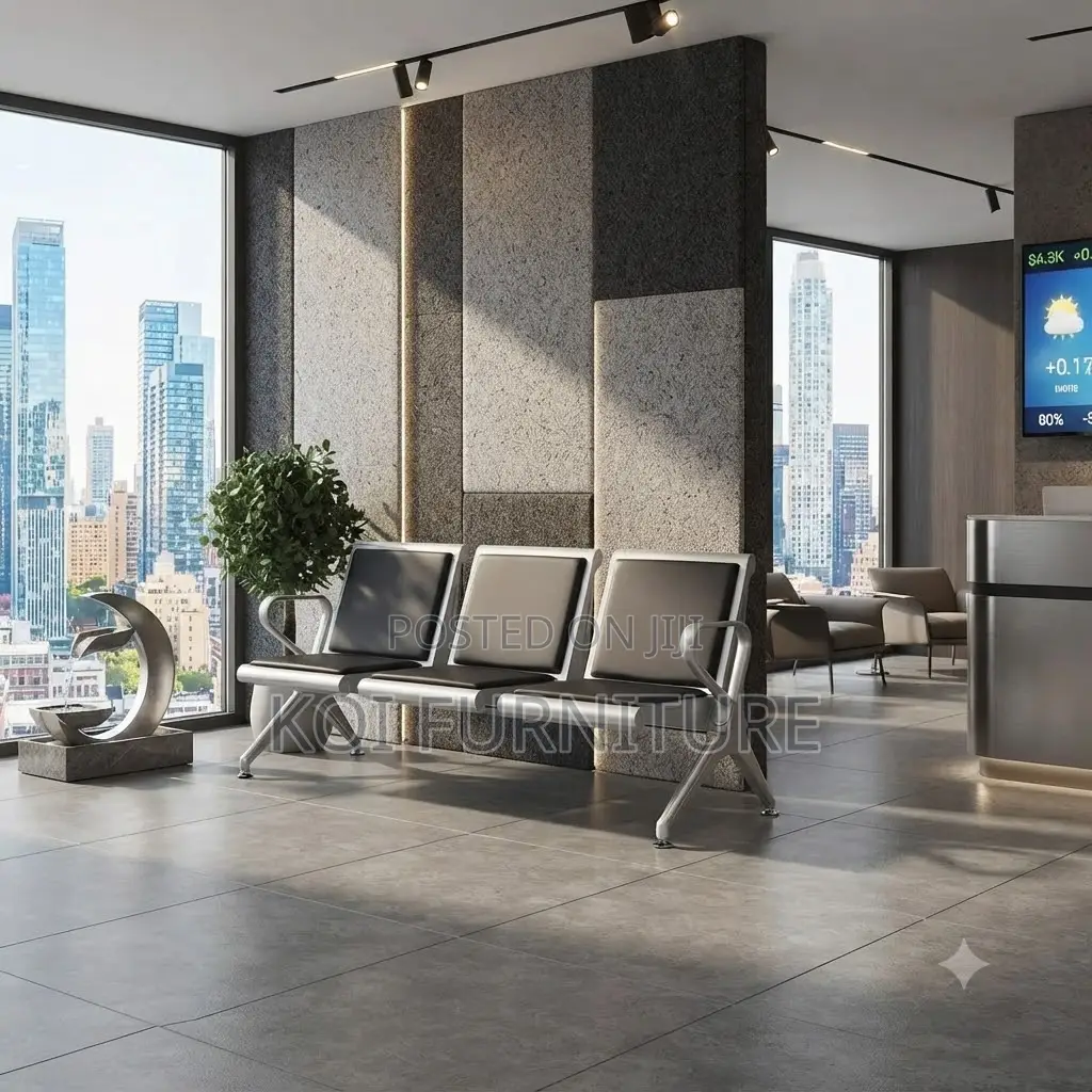 Office Bench; Three Seaters Leather Modern Way Reception Urban Bench