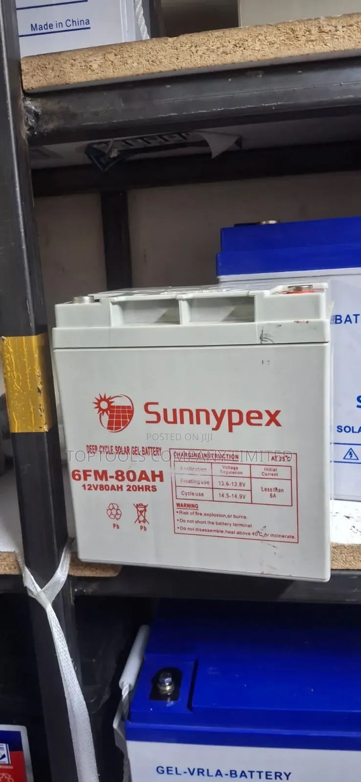Sunnypex Deep Cycle Gel Battery 80ah 20hrs