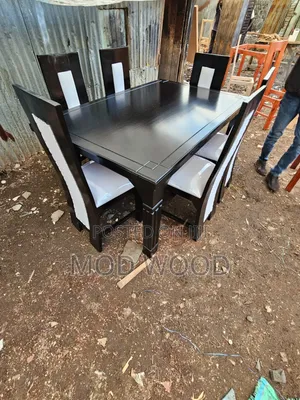 Contemporary Black Six-Seater Dining Set Collection