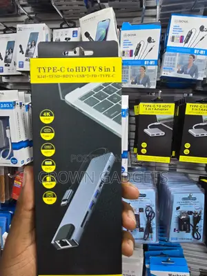 USB-C 8 in 1 Hub Hdmi Rj45 Sd Tf Pd USB Adapter