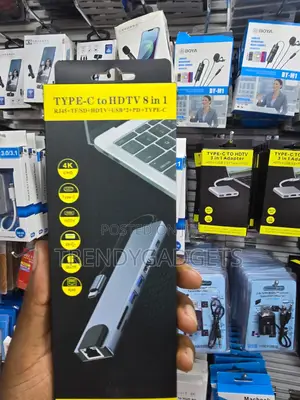 USB-C 8 in 1 Hub Hdmi Rj45 Sd Tf Pd USB Adapter