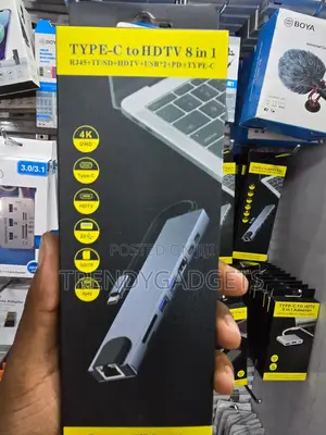USB-C Multiport Adapter 8 in 1 HDMI RJ45 PD Hub