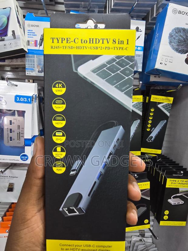 USB-C Multiport Adapter 8 in 1 HDMI RJ45 PD Hub - thumbnail 2