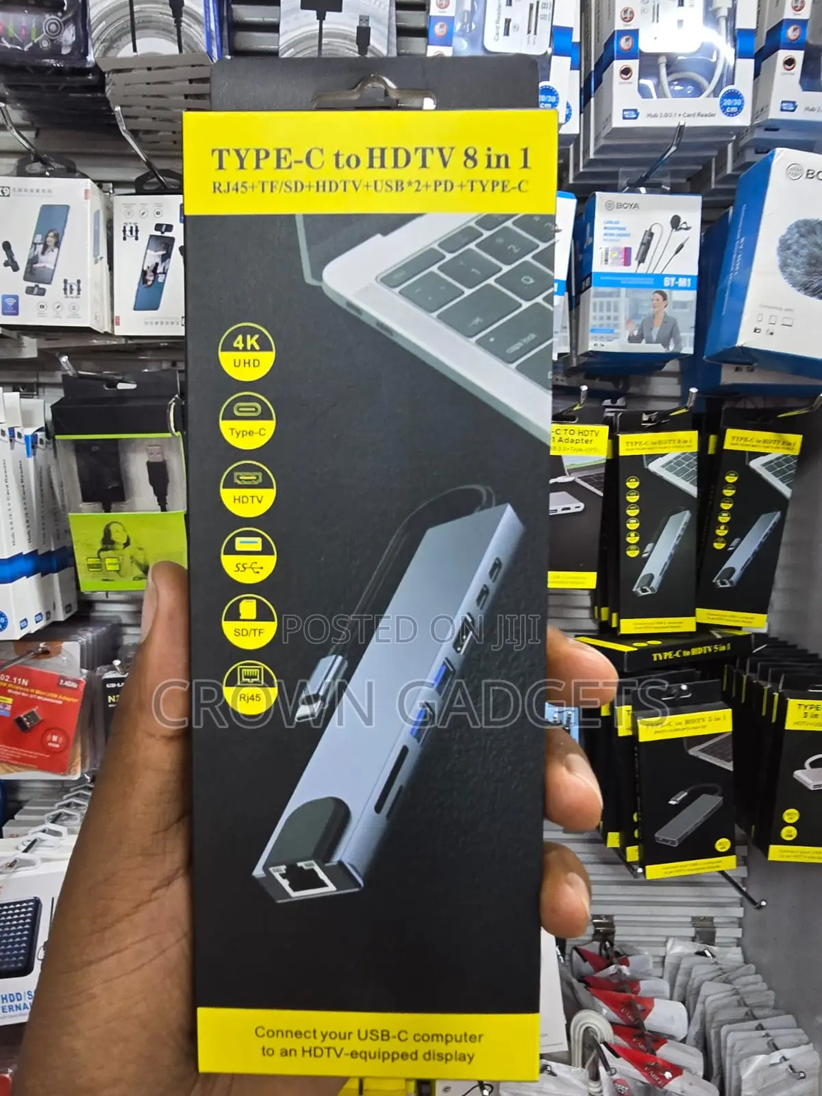 8 in 1 USB-C Hub With HDMI RJ45 SD TF PD Charging