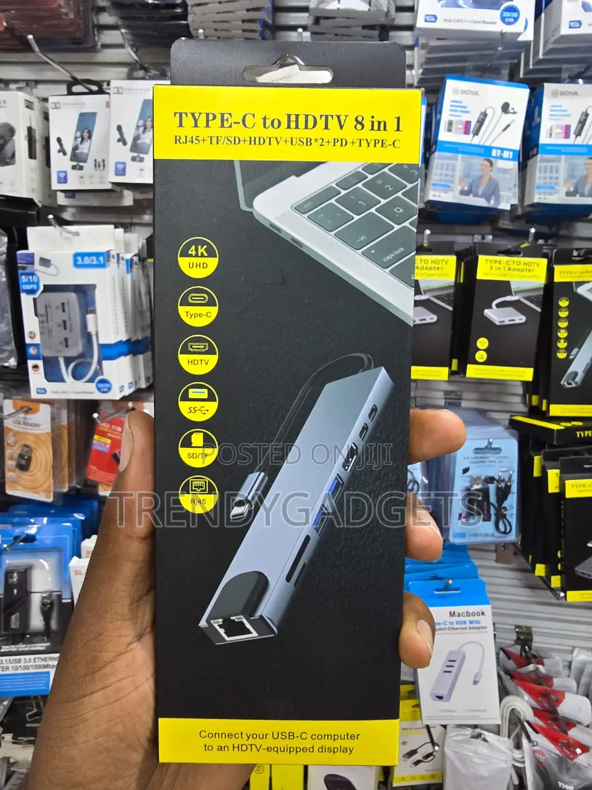 USB-C Hub Adapter With Hdmi Lan Sd Tf USB Pd Port