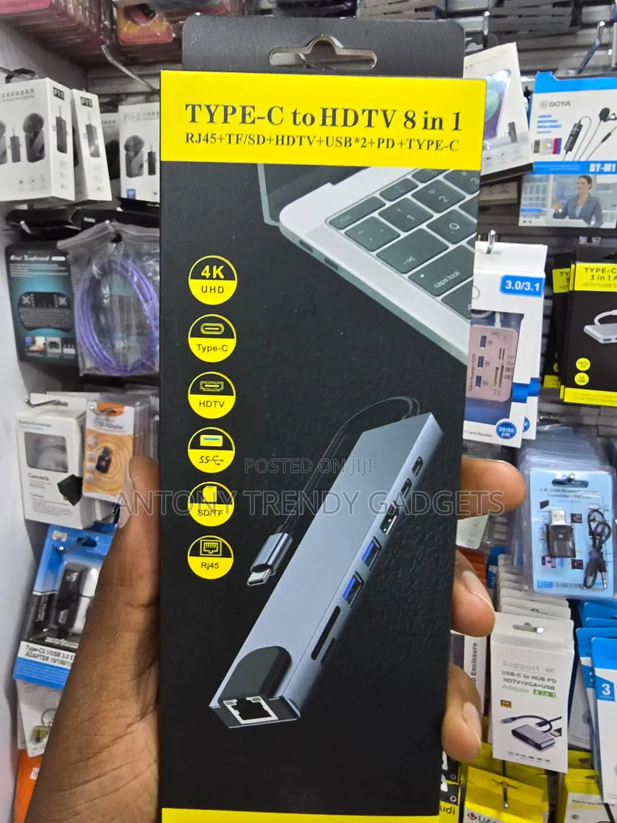 USB-C 8 in 1 Adapter With Hdmi Rj45 Sd Tf USB Pd