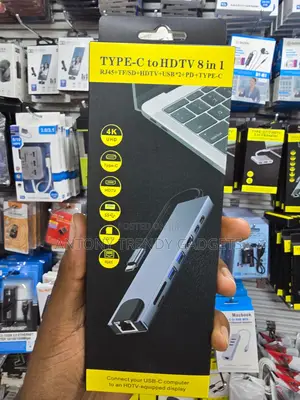 8-in-1 USB Type-C Hub Adapter, TYPE-C to HDTV 8 in 1 RJ45+TF/SD+HDTV