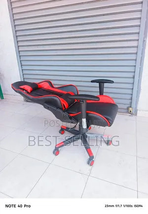Red Black Leather Gaming Chair - Reclining