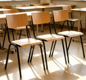 Wooden Chair: Plywood Laminate Stackable Student Chair With Metal Legs