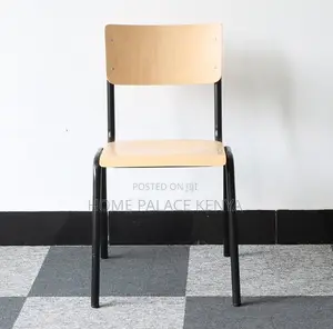 Wooden Chair: Plywood Laminate Stackable Student Chair With Metal Legs
