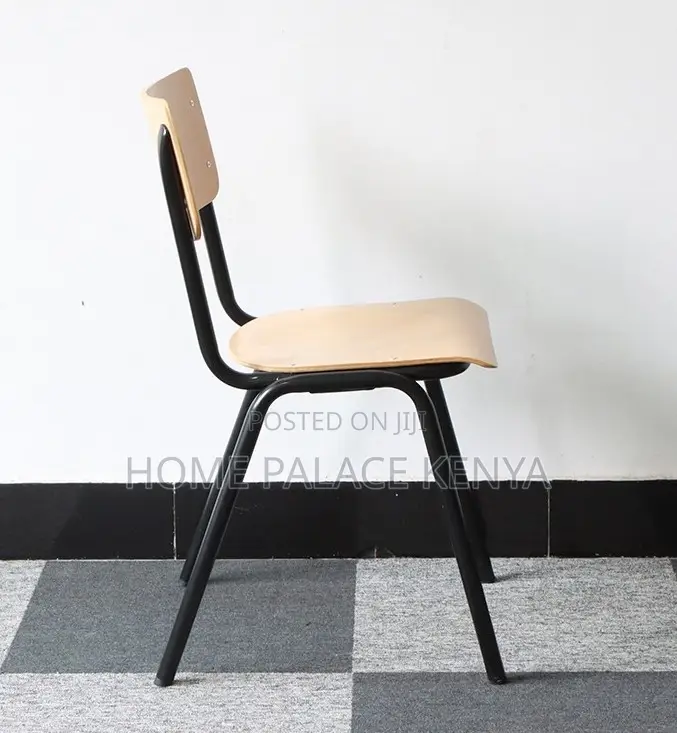 Wooden Chair: Plywood Laminate Stackable Student Chair With Metal Legs
