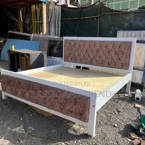 5x6 Bed Brown Fabric With Wooden Frame