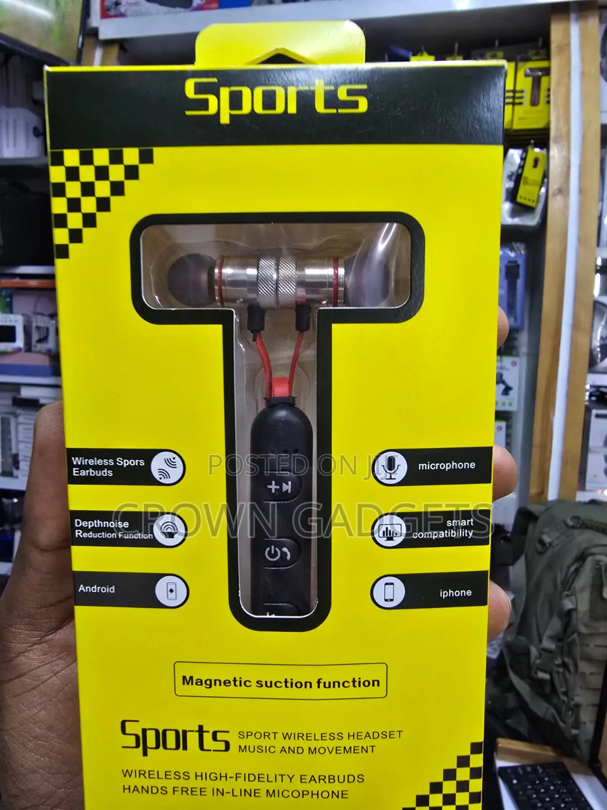 Sports Wireless Bluetooth Earbuds With Magnetic Neckband Mic