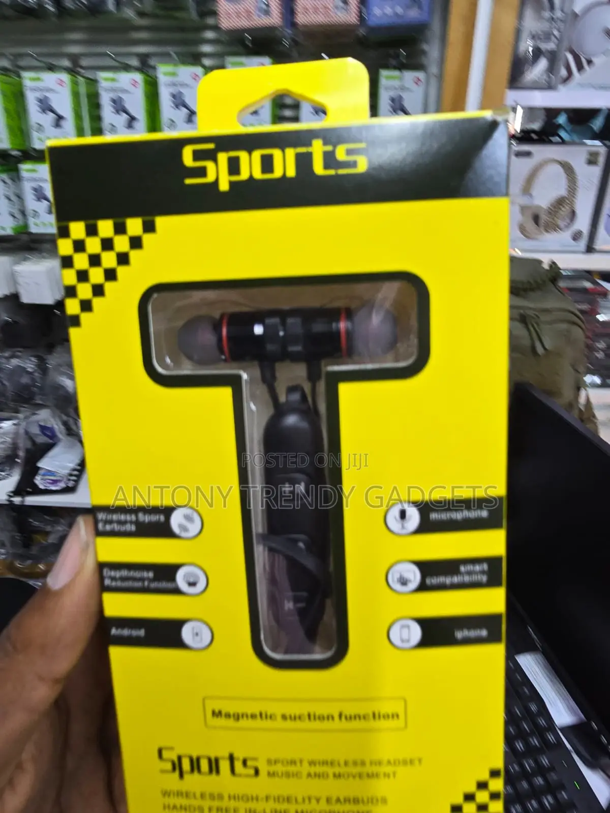 Hi-Fi Wireless Sports Headset Magnetic Earbuds With Mic
