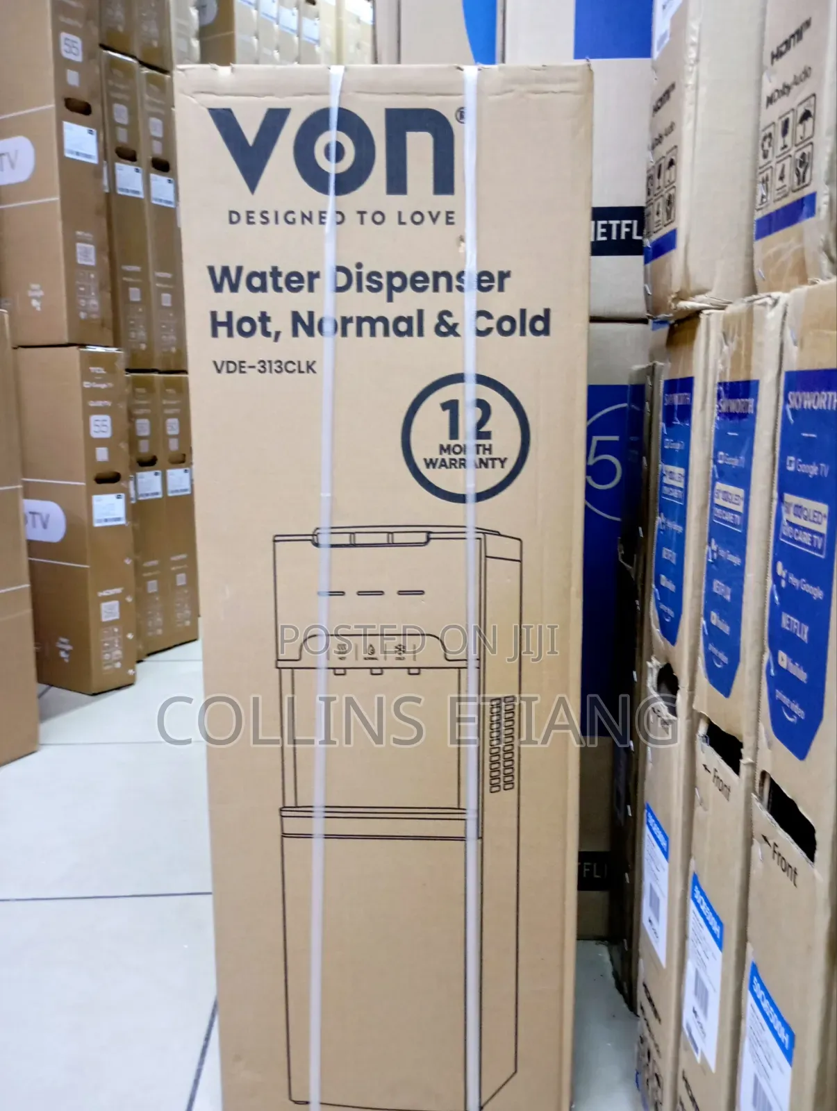 VON VDE-313CLK Electric Cooling Storage Cabinet Water Dispenser.