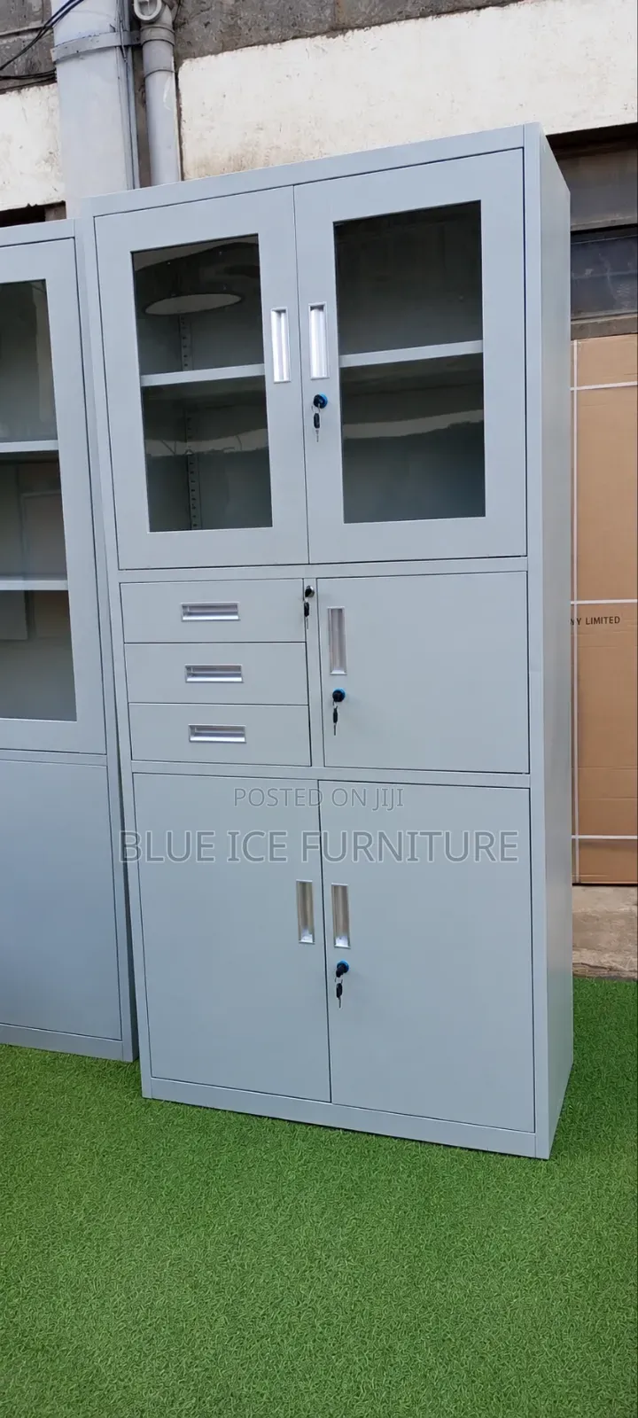 Lockable Steel Office Filing Cabinet With Glass Door Drawer