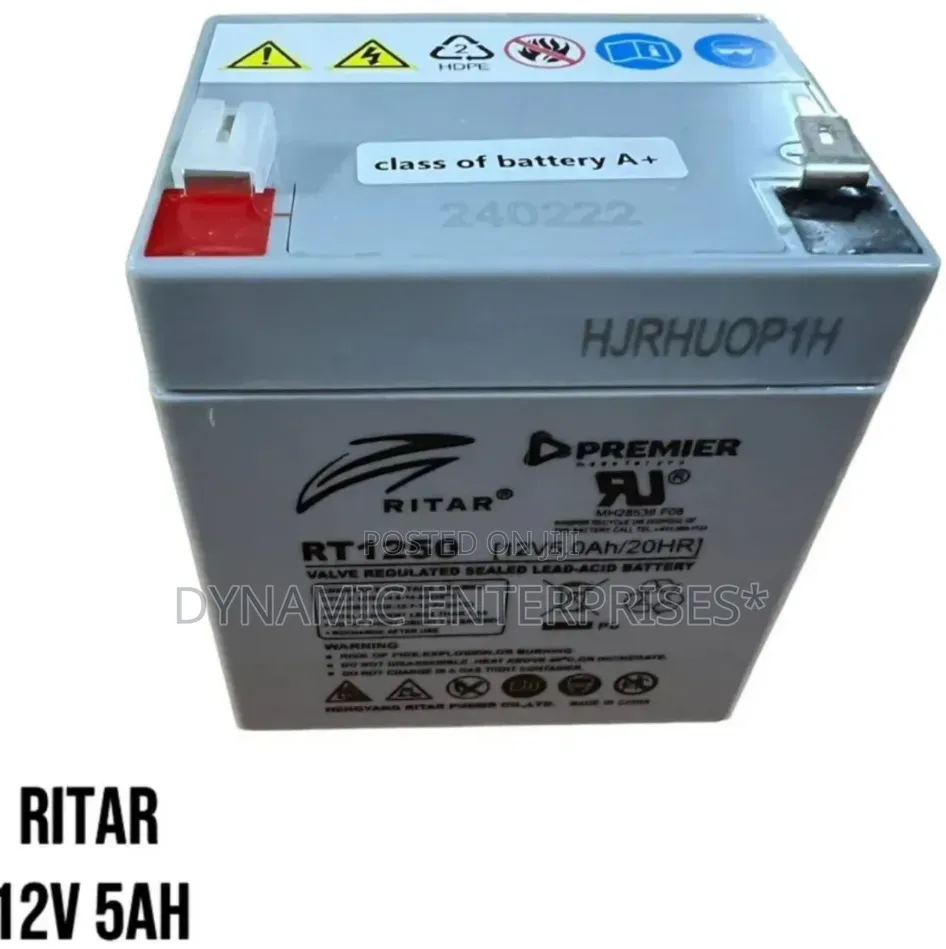 Ritar Rt1250 12v 5ah Sealed Lead Acid Battery.