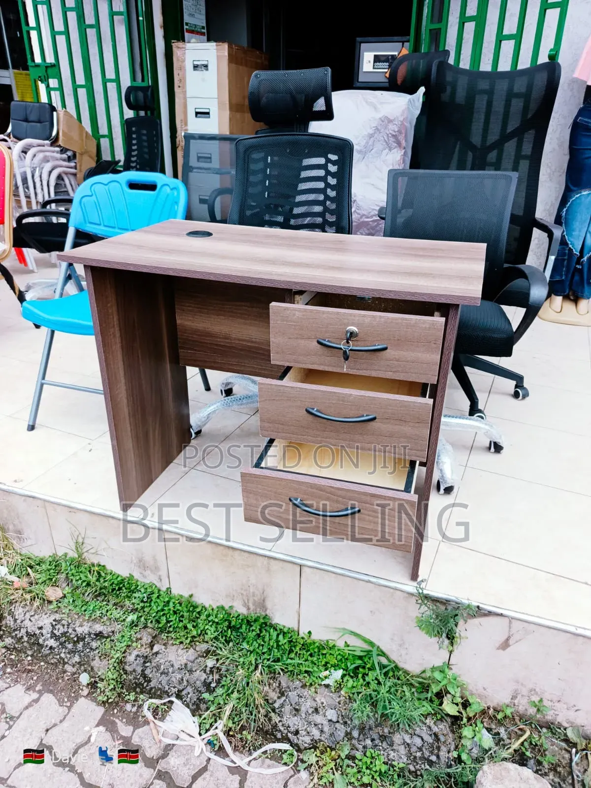 1m American Walnut Home Office Desk