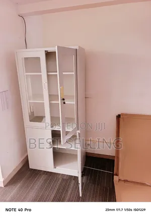 Metallic Half Glass Office Cabinet Double Door