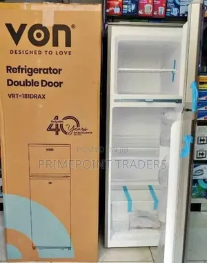 VON VRT-181DRAX Double Door Fridge 181 Liters – Spacious, Energy