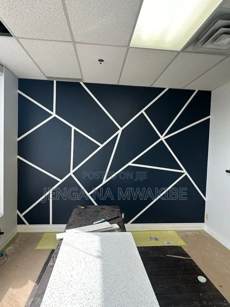 Black and White Mural Office Wall Installation