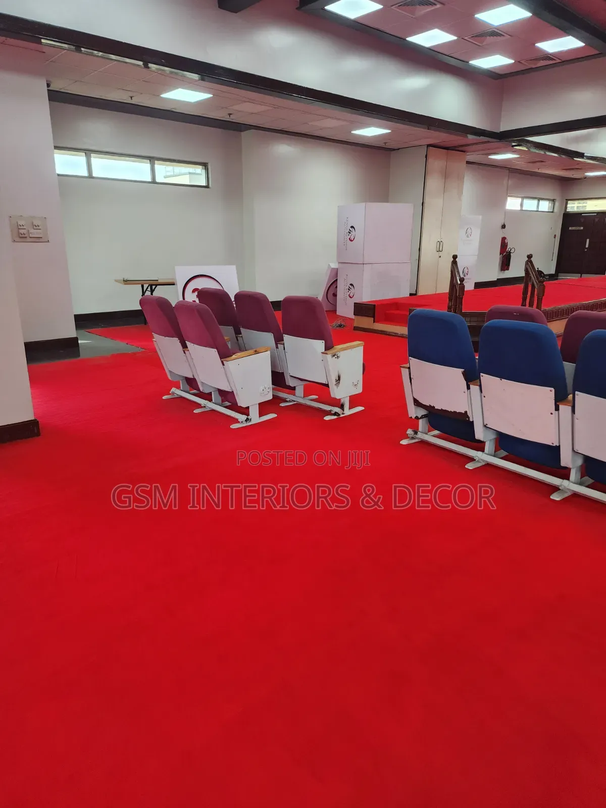 Red Wall to Wall Carpets in Office and Church Spaxes
