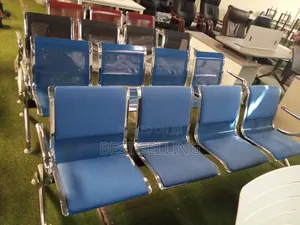 Padded Blue Modern Links/Waiting Chairs